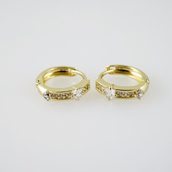 E1978 Earrings - Aretes - Zircon Stone - 14K Real Color
