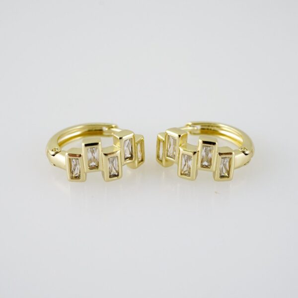 E1981 Earrings - Aretes - Zircon Stone - 14K Real Color