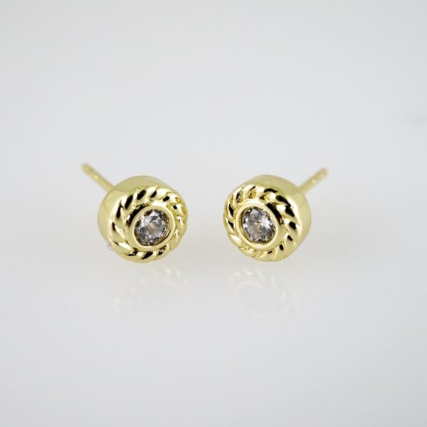 E2377 Earrings - Aretes - Zircon Stone - 14K Real Color