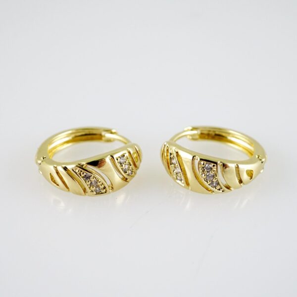 E2378 Earrings - Aretes - Zircon Stone - 14K Real Color