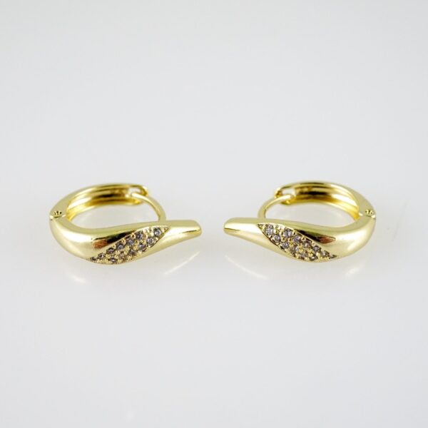 E2382 Earrings - Aretes - Zircon Stone - 14K Real Color
