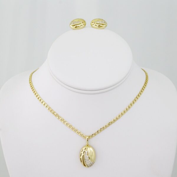 SET1504 Cadenas - Colgante - Aretes - Chain W - Pendants- Earrings - 14K Real Color - Zircon Stone - 3mmX60cm