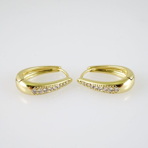 E2385 Earrings - Aretes - Zircon Stone - 14K Real Color
