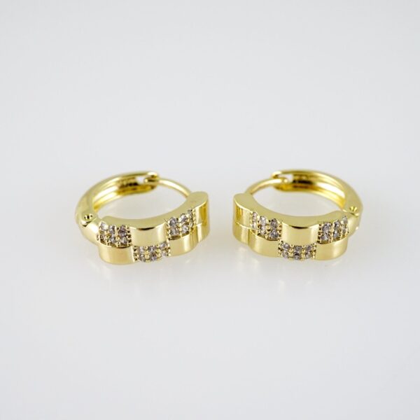 E2386 Earrings - Aretes - Zircon Stone - 14K Real Color