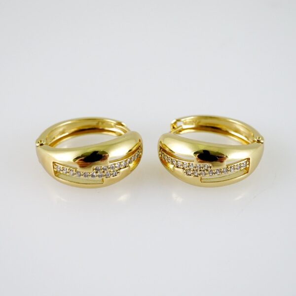 E2388 Earrings - Aretes - Zircon Stone - 14K Real Color