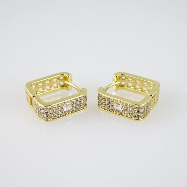 E2390 Earrings - Aretes - Zircon Stone - 14K Real Color
