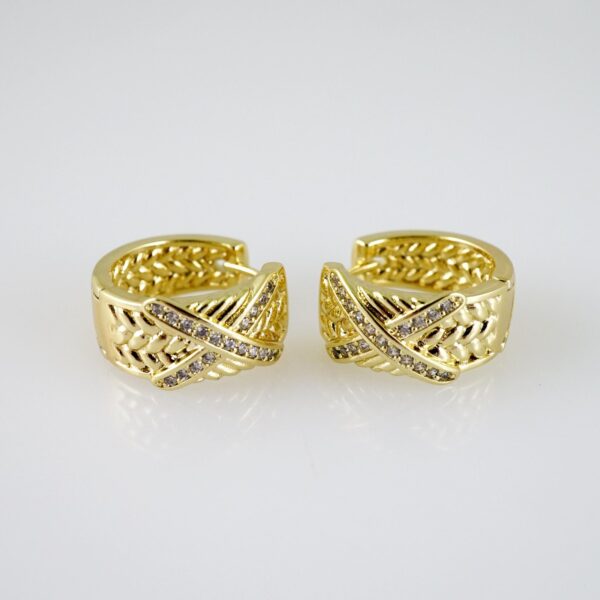 E2393 Earrings - Aretes - Zircon Stone - 14K Real Color