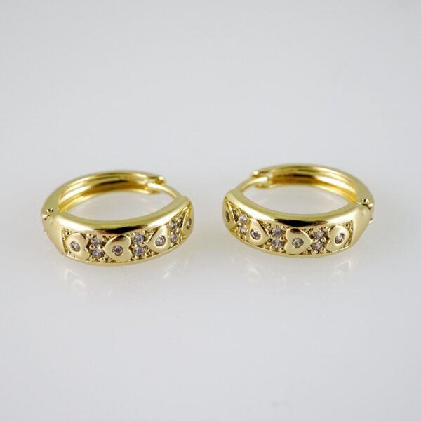 E2396 Earrings - Aretes - Zircon Stone - 14K Real Color