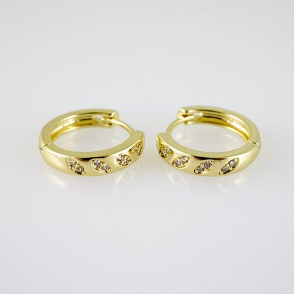 E2400 Earrings - Aretes - Zircon Stone - 14K Real Color