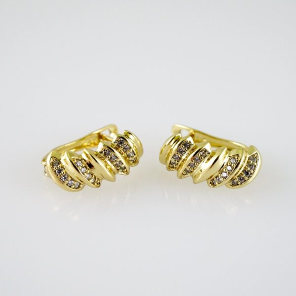 E2406 Earrings - Aretes - Zircon Stone - 14K Real Color