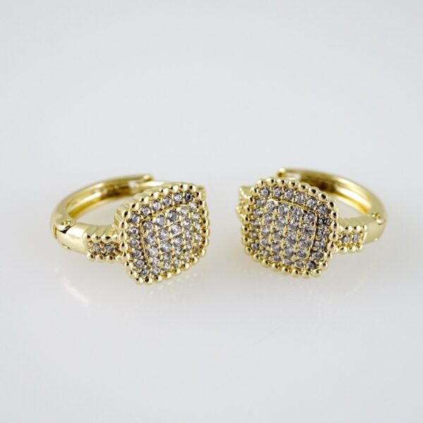E2408 Earrings - Aretes - Zircon Stone - 14K Real Color