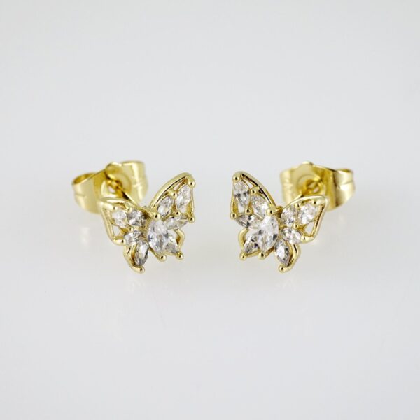 E2409 Earrings - Aretes - Zircon Stone - 14K Real Color