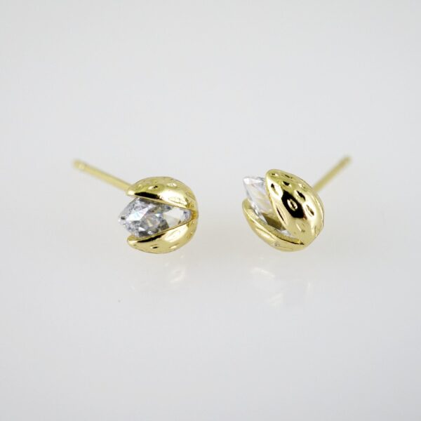 E2411 Earrings - Aretes - Zircon Stone - 14K Real Color