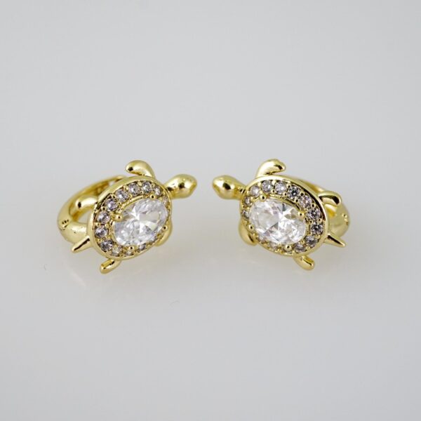E1994 Earrings - Aretes - Zircon Stone - 14K Real Color