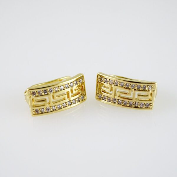 E2413 Earrings - Aretes - Zircon Stone - 14K Real Color