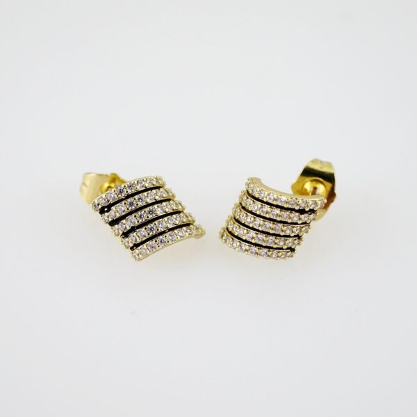E2000 Earrings - Aretes - Zircon Stone - 14K Real Color