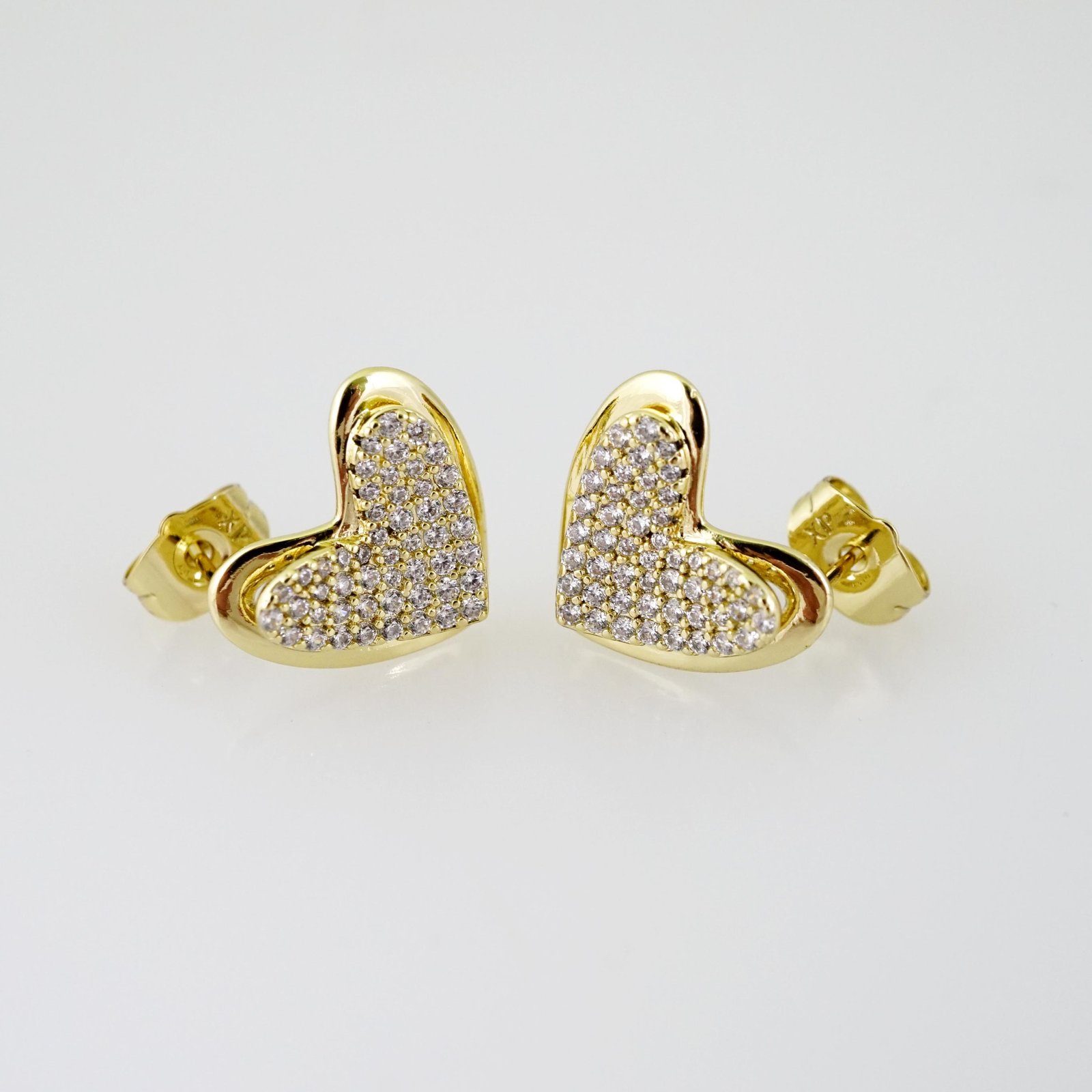 E2245 Earrings - Aretes - Zircon Stone - 14K Real Color