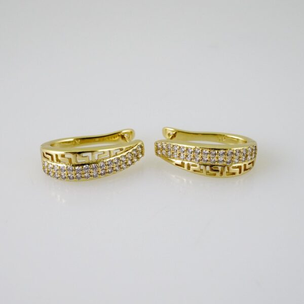 E2414 Earrings - Aretes - Zircon Stone - 14K Real Color
