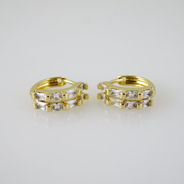 E2415 Earrings - Aretes - Zircon Stone - 14K Real Color