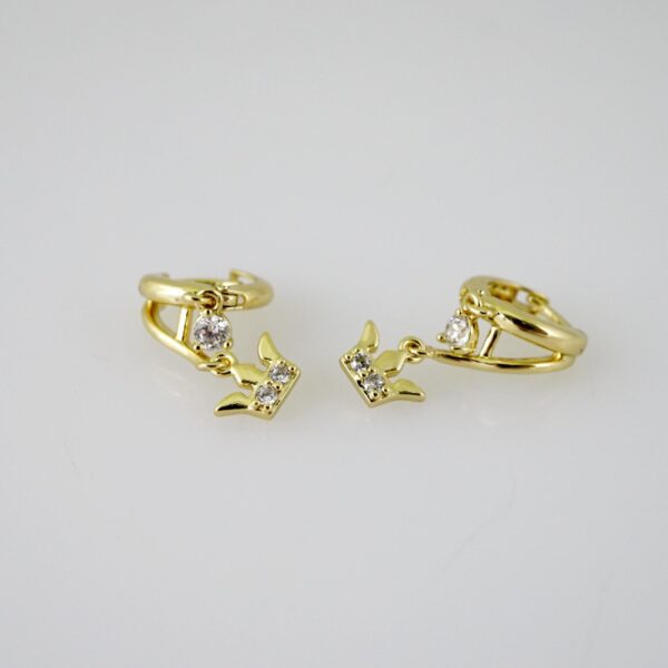 E2419 Earrings - Aretes - Zircon Stone - 14K Real Color
