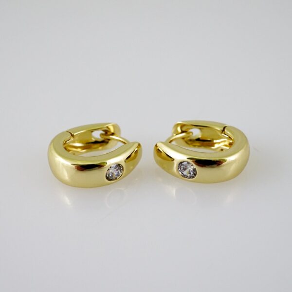 E2420 Earrings - Aretes - Zircon Stone - 14K Real Color