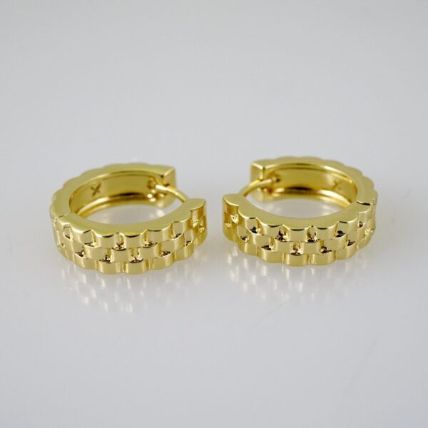 E2421 Earrings - Aretes - Three Tone - Plain
