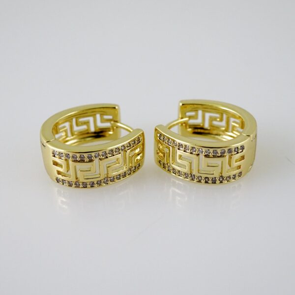 E2422 Earrings - Aretes - Zircon Stone - 14K Real Color