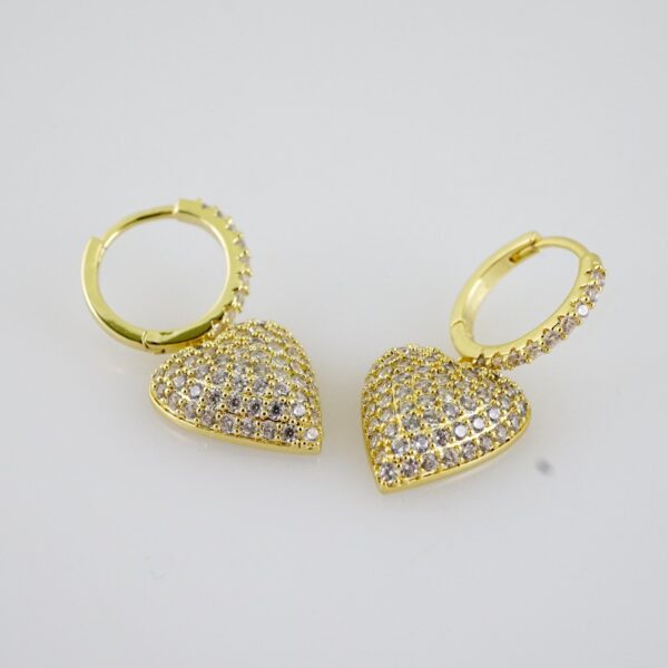 E2252 Earrings - Aretes - Zircon Stone - 14K Real Color