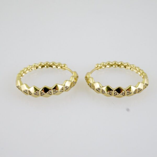 E2253 Earrings - Aretes - Zircon Stone - 14K Real Color