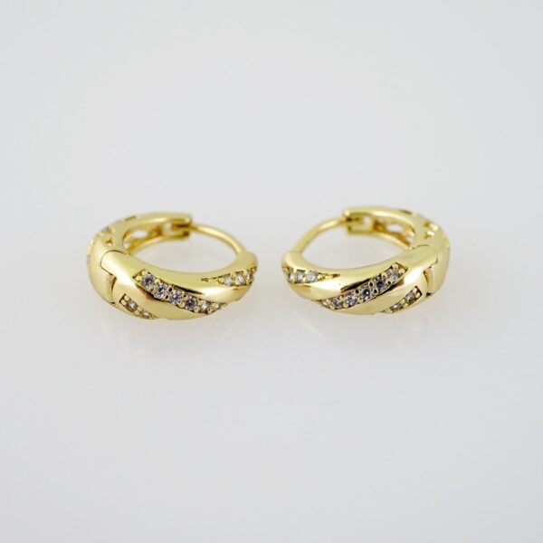 E2018 Earrings - Aretes - Zircon Stone - 14K Real Color