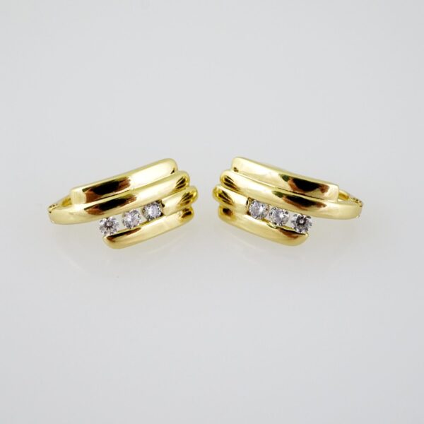 E2029 Earrings - Aretes - Zircon Stone - 14K Real Color