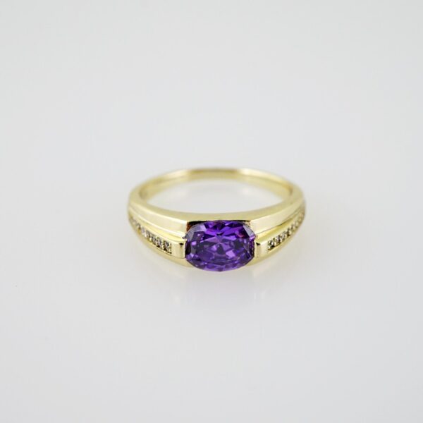 R695 RING - ANILLO - Zircon Stone - 14K Real Color