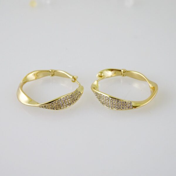 E2427 Earrings - Aretes - Zircon Stone - 14K Real Color