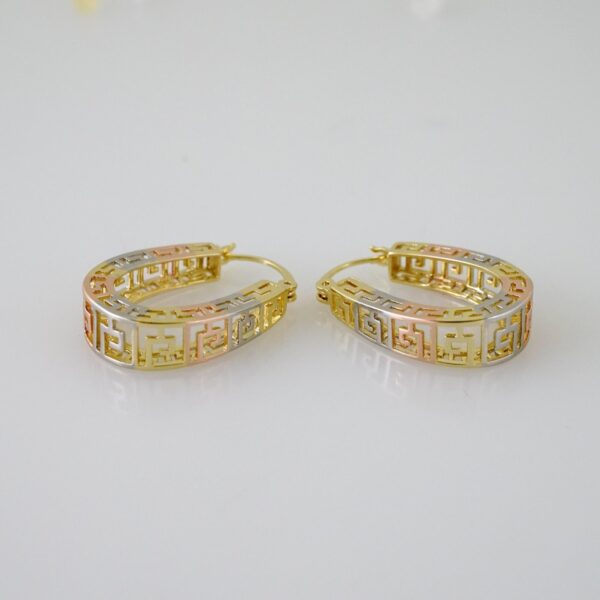 E2429 Earrings - Aretes - Three Tone - Plain