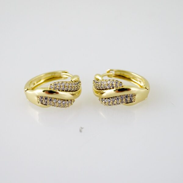 E2432 Earrings - Aretes - Zircon Stone - 14K Real Color
