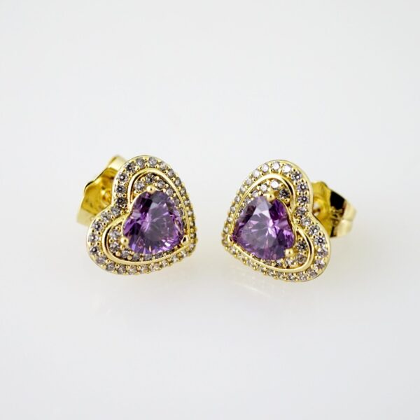 E2436 Earrings - Aretes - Zircon Stone - 14K Real Color