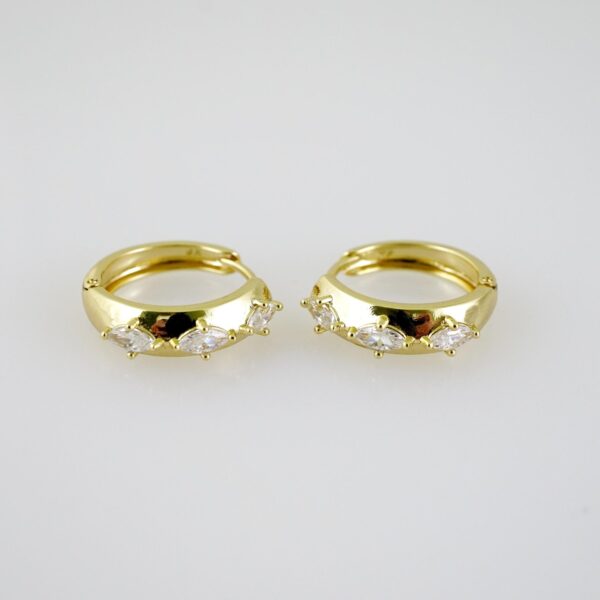 E2036 Earrings - Aretes - Zircon Stone - 14K Real Color
