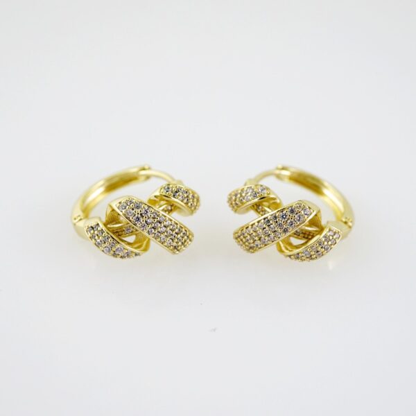 E2038 Earrings - Aretes - Zircon Stone - 14K Real Color