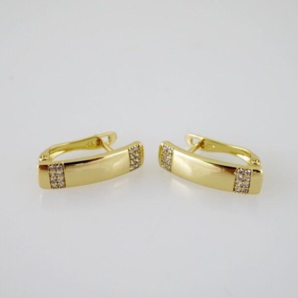 E2442 Earrings - Aretes - Zircon Stone - 14K Real Color
