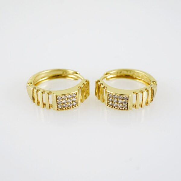 E2039 Earrings - Aretes - Zircon Stone - 14K Real Color