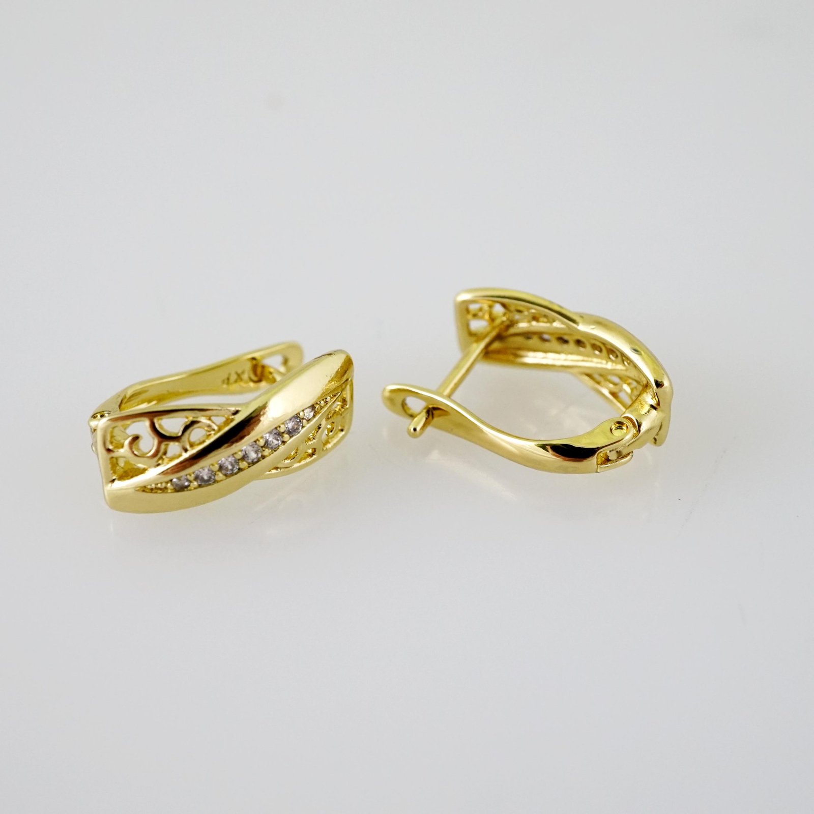 E2449 Earrings - Aretes - Zircon Stone - 14K Real Color - Image 2