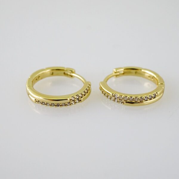 E2451 Earrings - Aretes - Zircon Stone - 14K Real Color