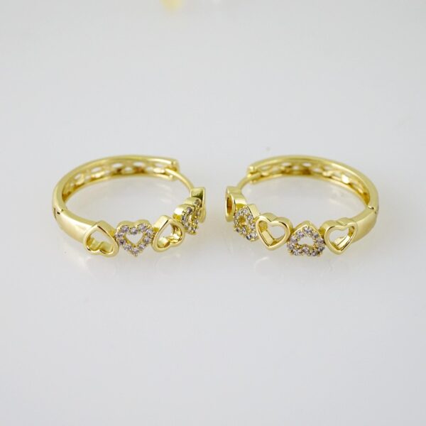 E2452 Earrings - Aretes - Zircon Stone - 14K Real Color