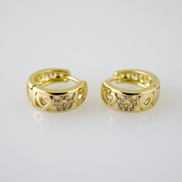 E2457 Earrings - Aretes - Zircon Stone - 14K Real Color