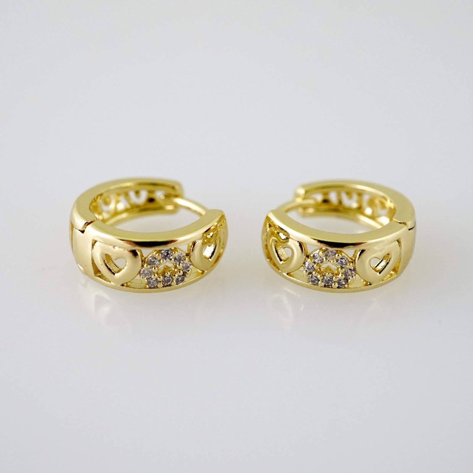 E2457 Earrings - Aretes - Zircon Stone - 14K Real Color