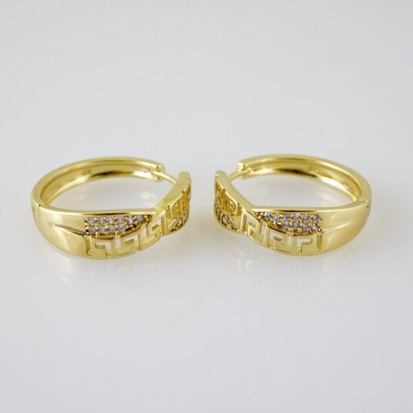E2458 Earrings - Aretes - Zircon Stone - 14K Real Color
