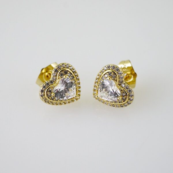 E2460 Earrings - Aretes - Zircon Stone - 14K Real Color