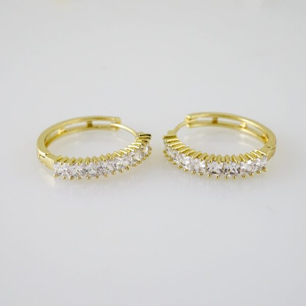 E2461 Earrings - Aretes - Zircon Stone - 14K Real Color
