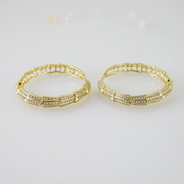 E2464 Earrings - Aretes - Zircon Stone - 14K Real Color