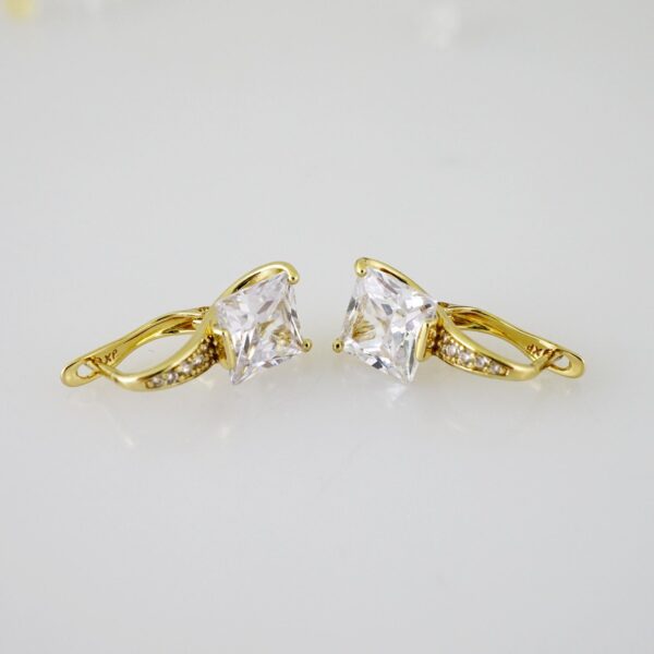 E2469 Earrings - Aretes - Zircon Stone - 14K Real Color